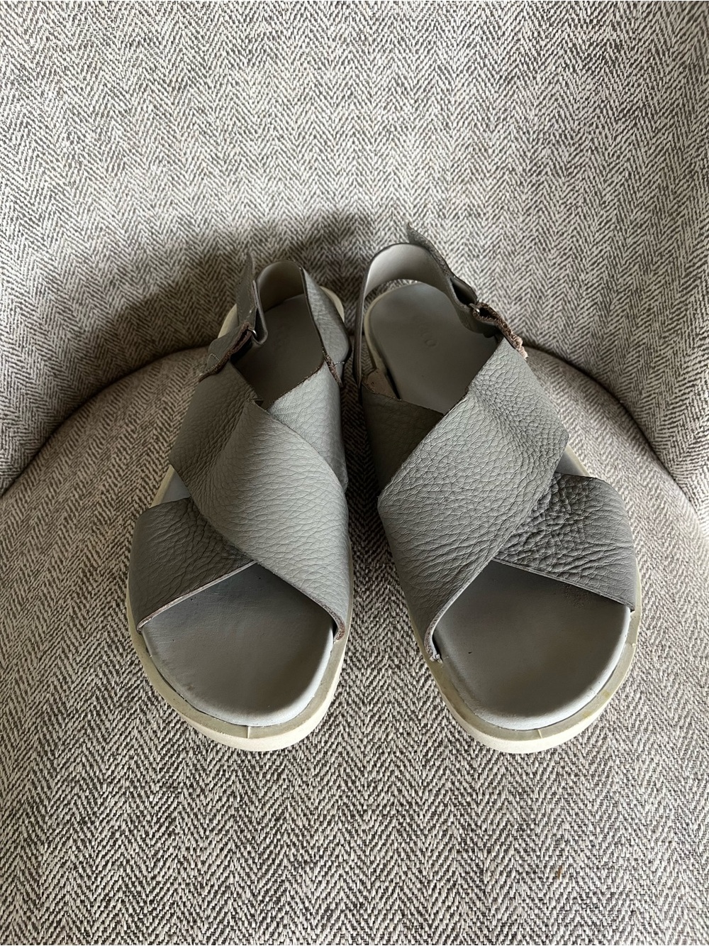 ECCO Freja Gray Leather Cross Strap Sandals Women’s Size 42 US 11